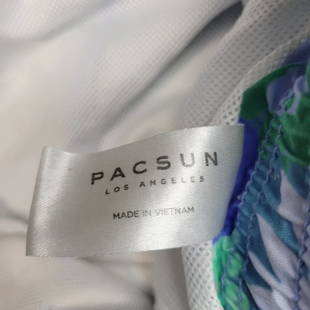 PacSun Swim Trunks Mens Large Blue‎ Floral Mesh Lined Surf Surfing Water Polo